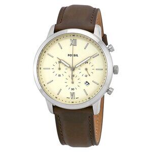 NWT Authentic Fossil Neutra Chronograph Cream Dial Brown Leather Men's Watch